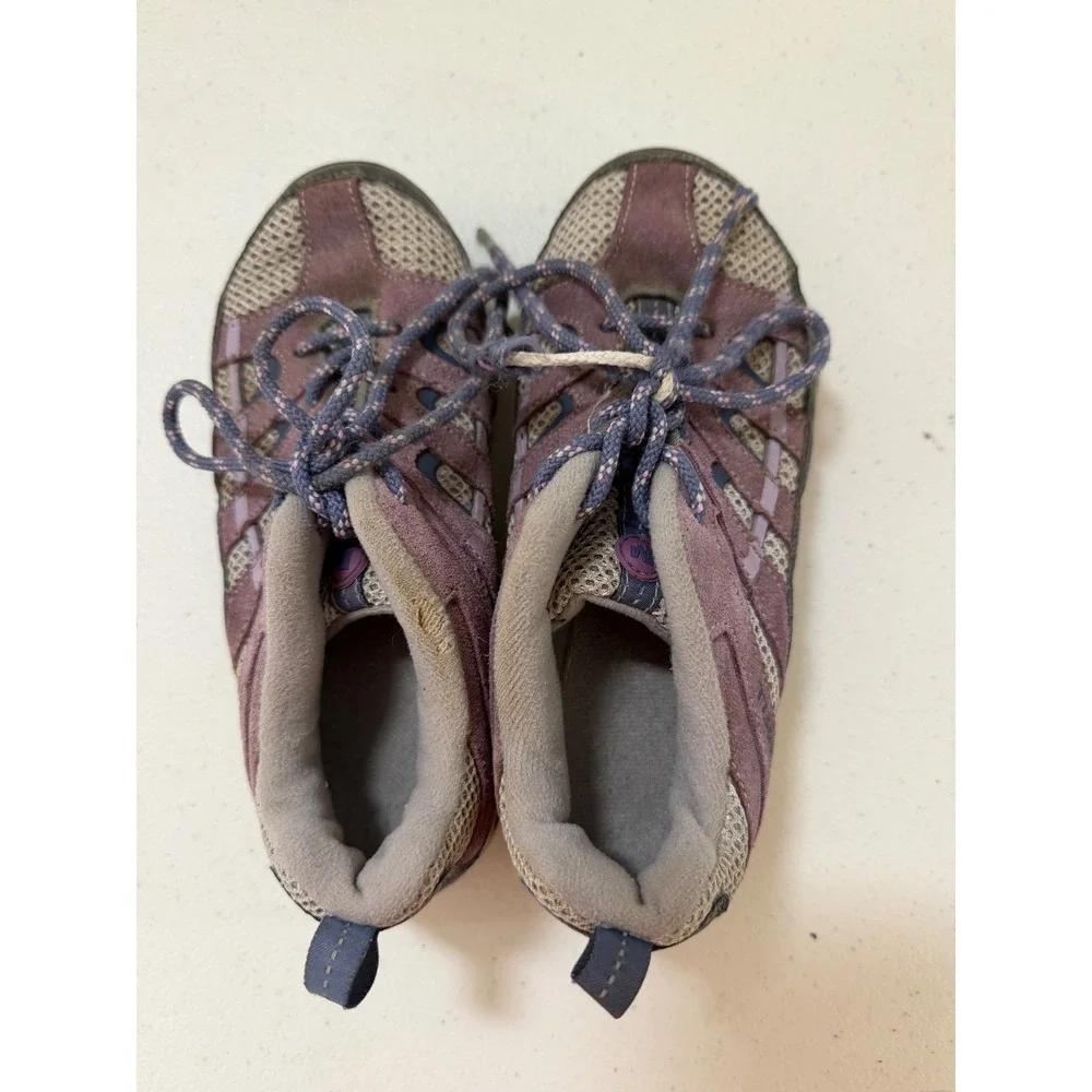 Merrell Kids Purple Gray Suede Mesh Low‎ Top Hiking Shoes Sneakers Size 1